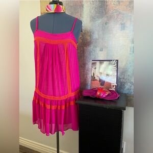 NWT Flirty Pink and Orange Sheer Dress